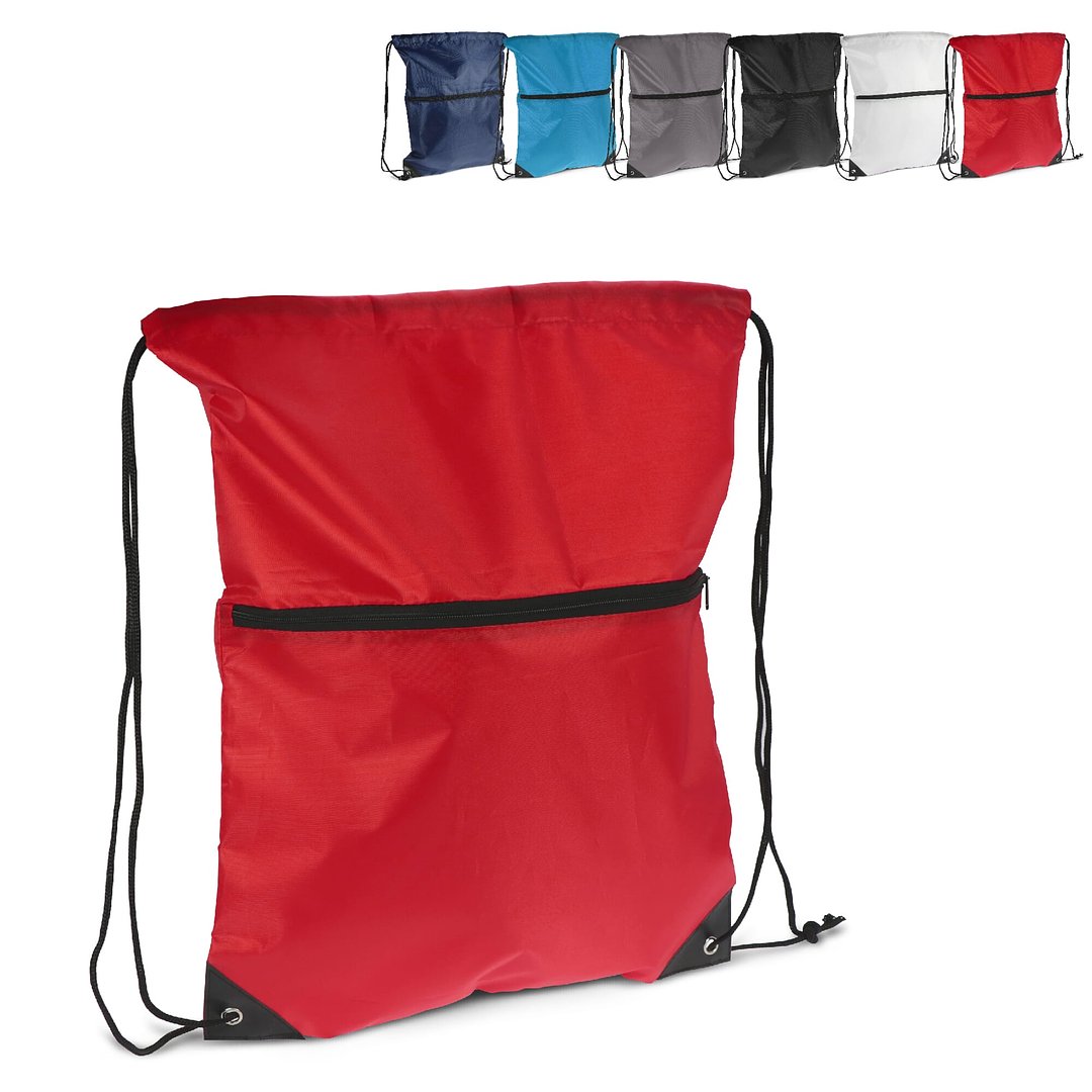 Kordelzugtasche 210T R-PET mit Reißverschluss Rueli