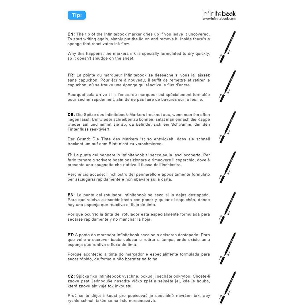 "Infinitebook" mit flexiblem Einband und 15 unlinierten Whiteboard Seiten Grinatian