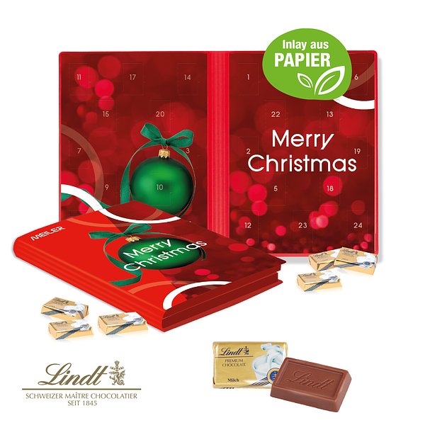Adventskalender Weihnachtsbuch mit Lindt Schokolade
