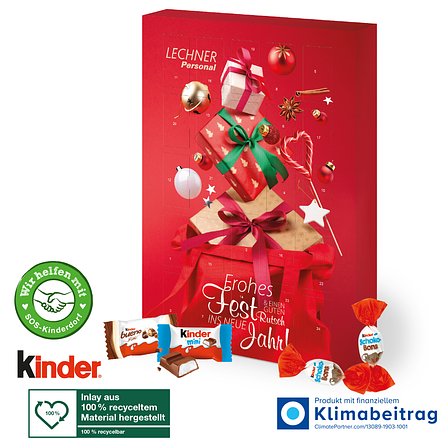 Adventskalender kinder® „Happy Moments“, Inlay aus 100% recyceltem Material