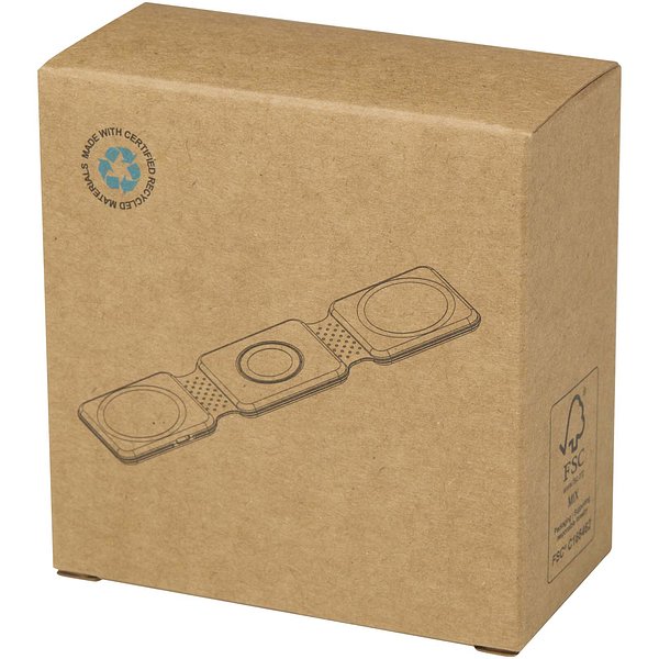 15 W 3-in-1 zusammenklappbares kabelloses Ladegerät aus recyceltem Kunststoff - Vicatri