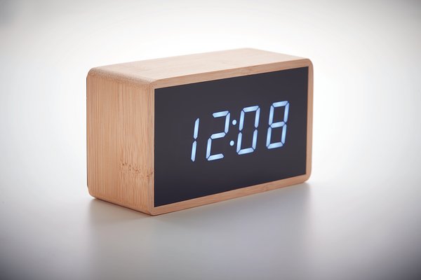 LED Tisch Uhr Bambus Nella