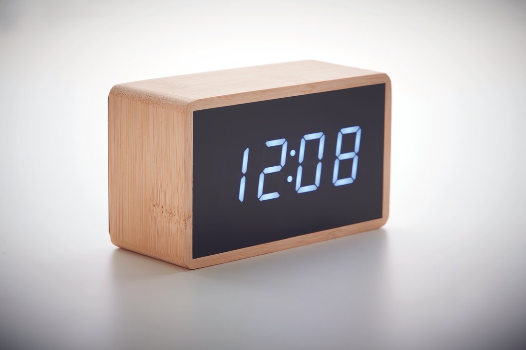 LED Tisch Uhr Bambus Nella