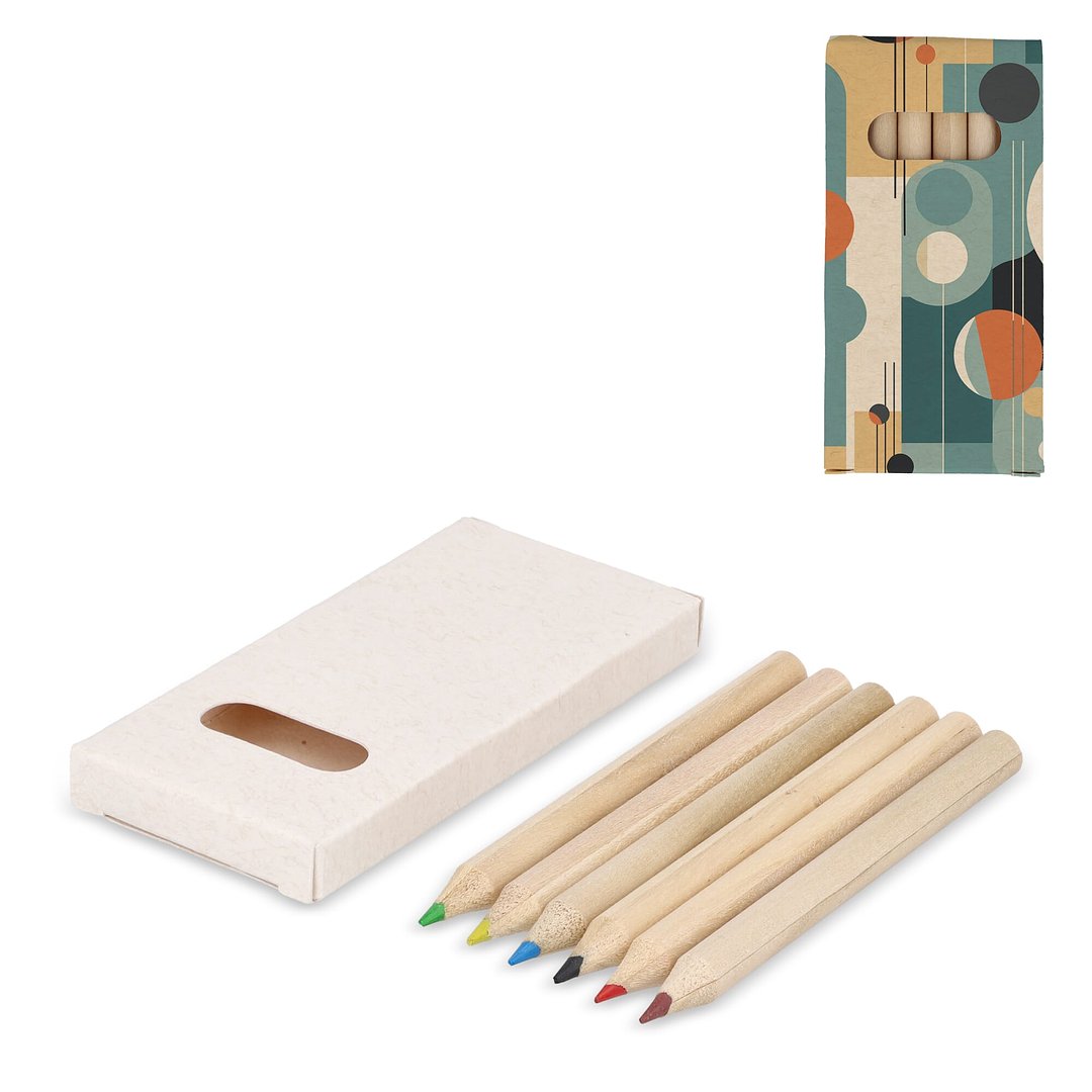 6 Buntstifte in einer Schachtel aus recyceltem Milchkarton Ferinas