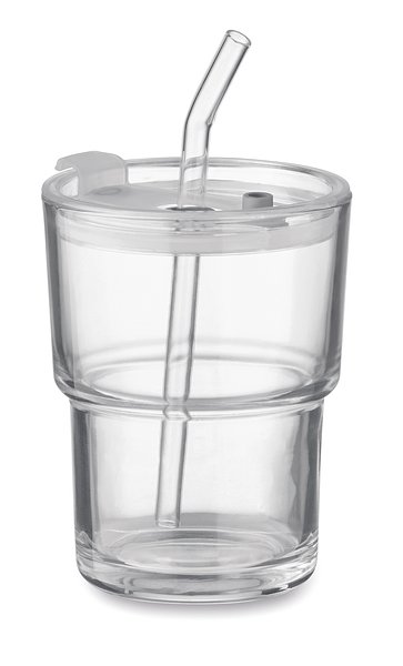 Glasbecher mit Trinkhalm 400ml Gritte
