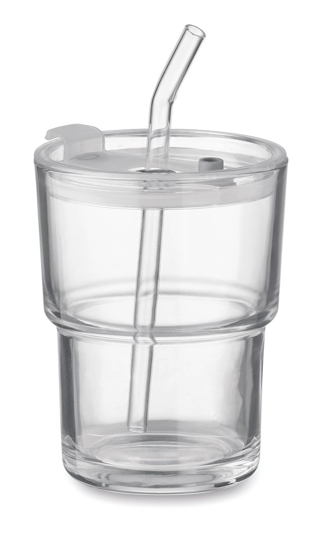 Glasbecher mit Trinkhalm 400ml Gritte
