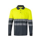 Zweifarbiges Poloshirt im Bird-Eye-Design (160g/m²) mit langen Ärmeln, aus Polyester (100%) Steivia