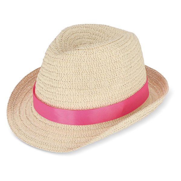 Pflanzlicher Strohhut mit farbigem Band Betonnel