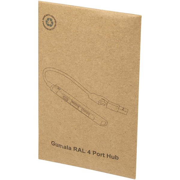 4 Port Hub aus recyceltem Aluminium mit USB-A- und Typ-C-Anschlüssen und zwei Eingängen - Regiel