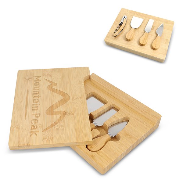 4er-Set für Käse und Wein aus Bambus Maschast