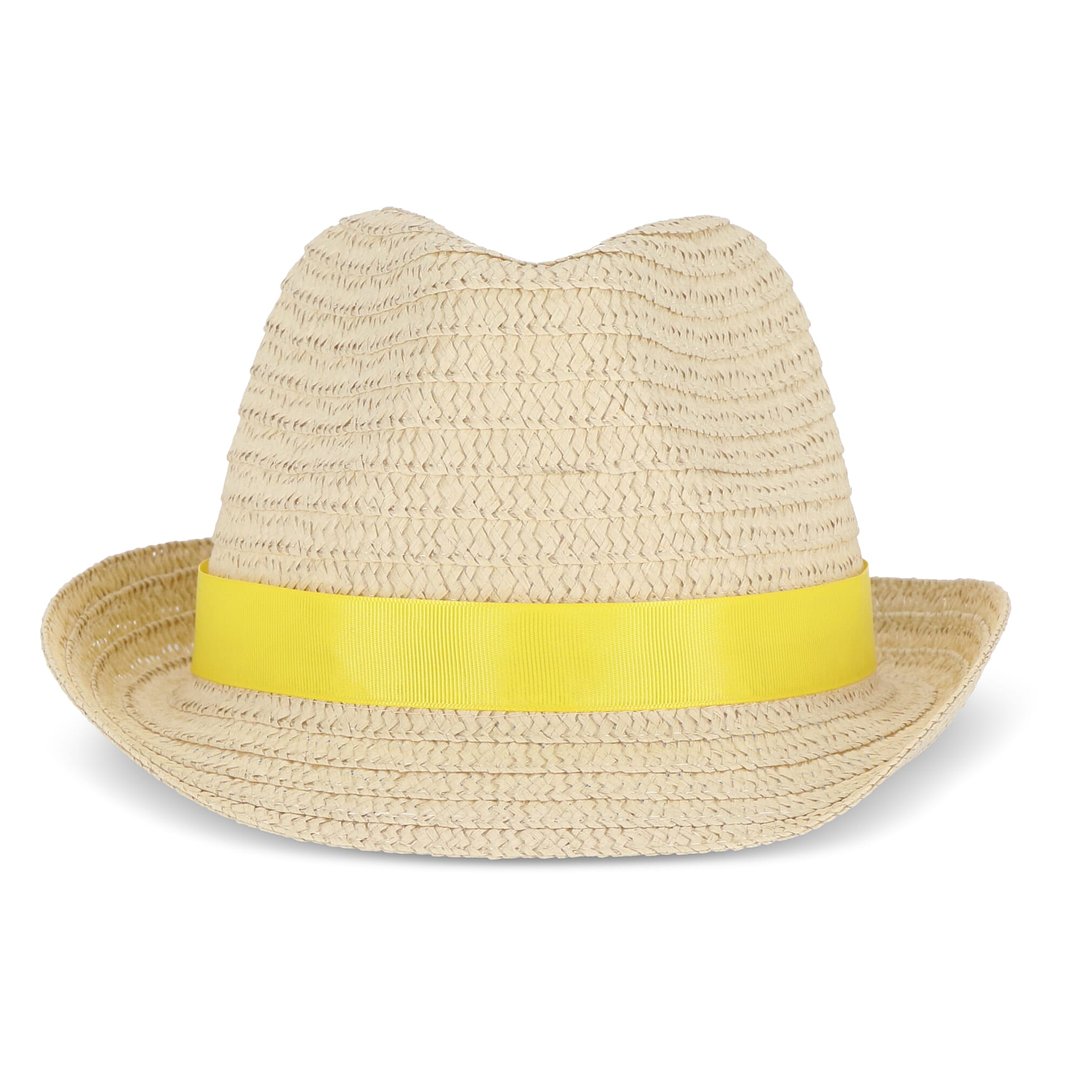 Pflanzlicher Strohhut mit farbigem Band Betonnel