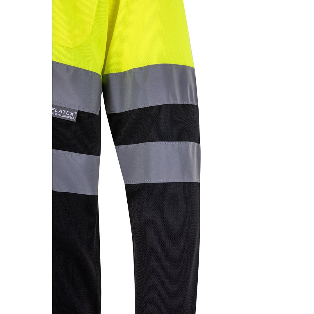 Zweifarbiges Poloshirt im Bird-Eye-Design (160g/m²) mit langen Ärmeln, aus Polyester (100%) Steivia