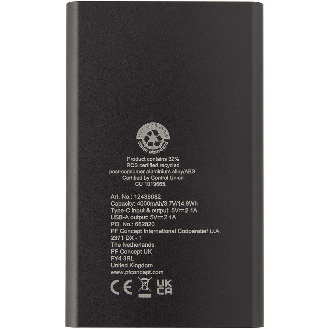 4000 mAh Type-C Powerbank aus recyceltem Aluminium - Mirg