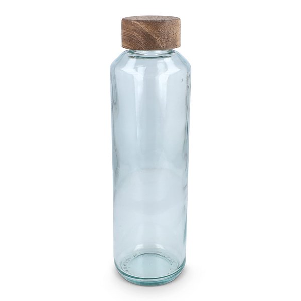 Recycelte Glaswasserflasche ReuuZ mit Holzverschluss 650 ml Frileel