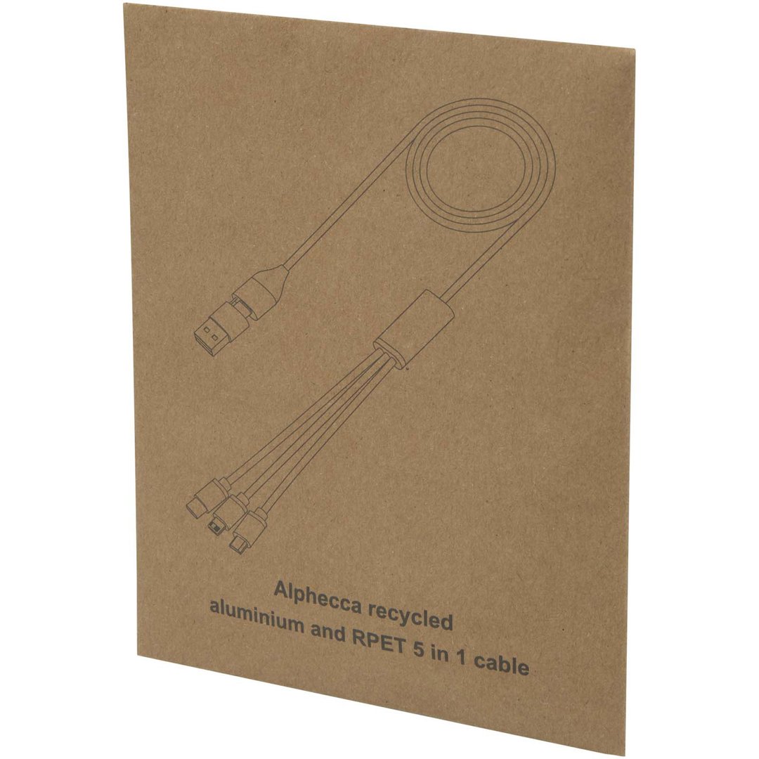 5-in-1-Ladekabel aus recyceltem Aluminium und RPET - Köbistgas