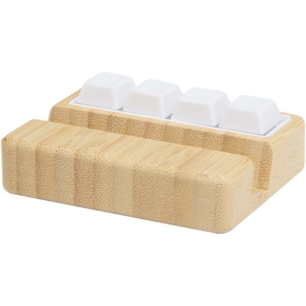 Smartphonehalterung aus recyceltem Kunststoff mit Fidget-Toy mit Bambusdetails - Littt