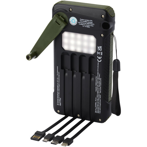 10.000 mAh Solardynamo-Powerbank aus recyceltem GRS Kunststoff - Jovico