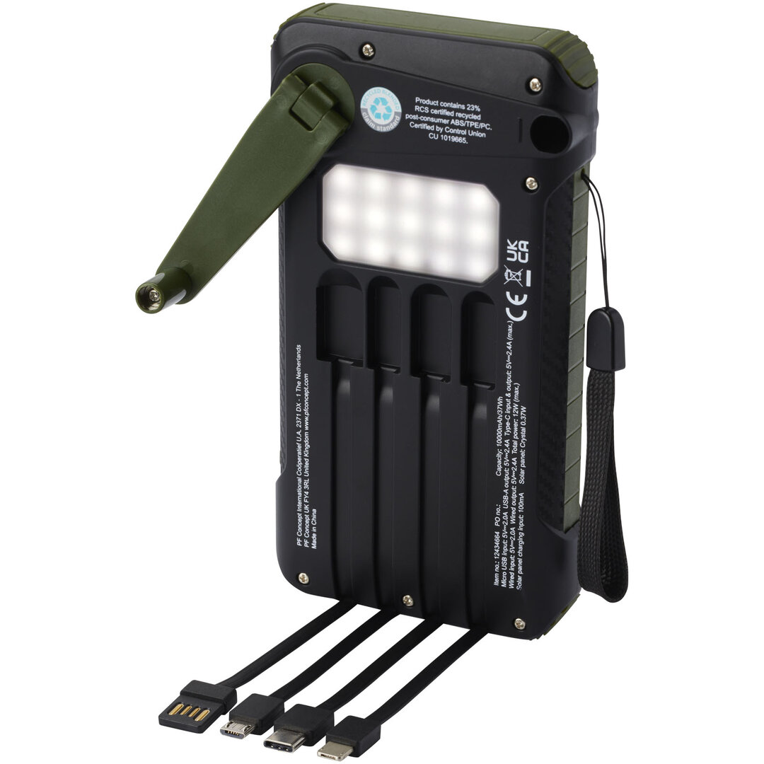 10.000 mAh Solardynamo-Powerbank aus recyceltem GRS Kunststoff - Jovico