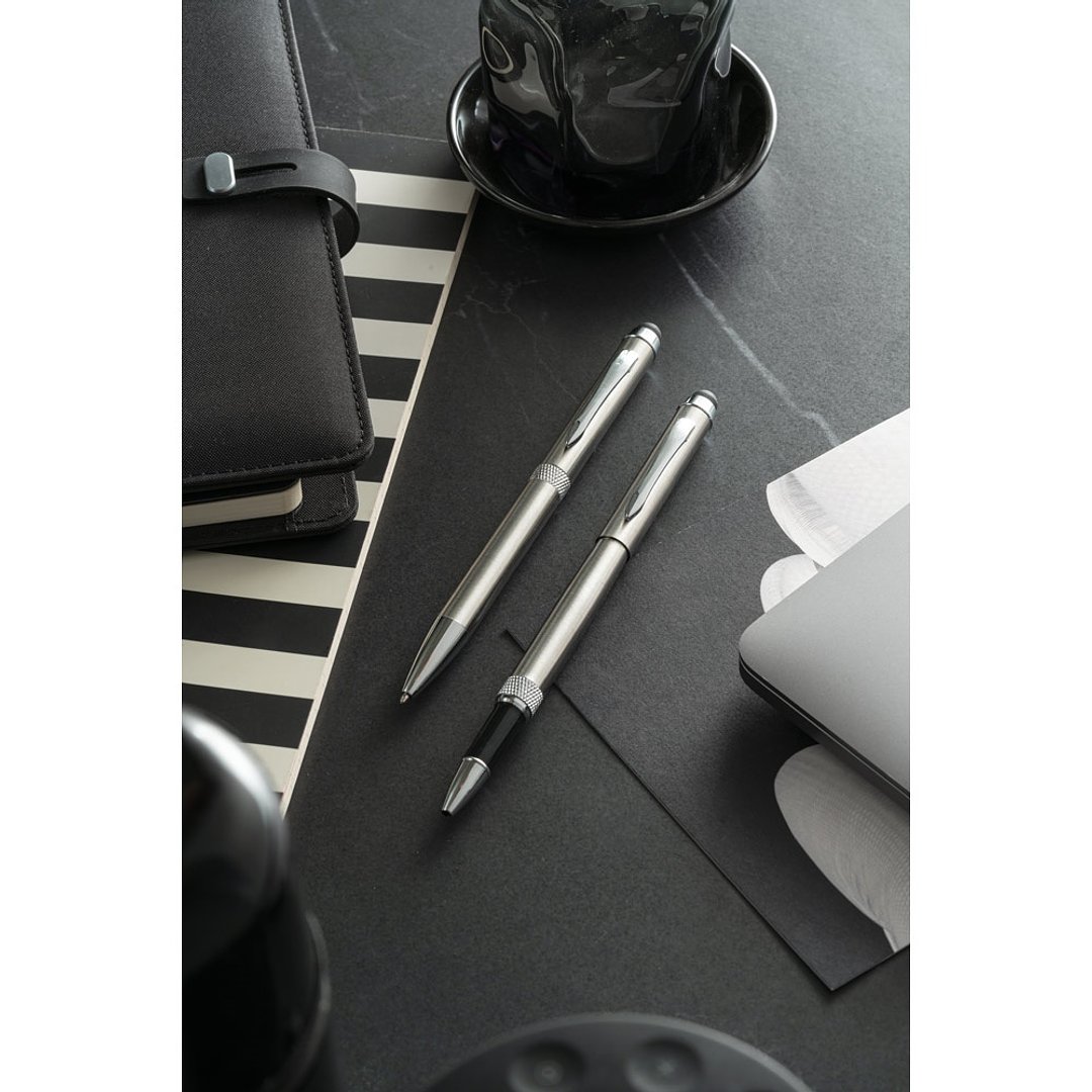 Schreibset mit Tintenroller und Kugelschreiber aus Metall Uonnani
