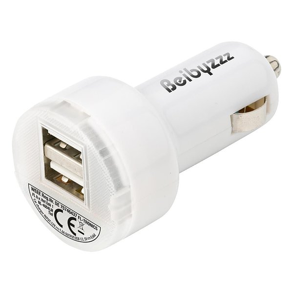 Plastic car power adapter with two USB ports Coreniger