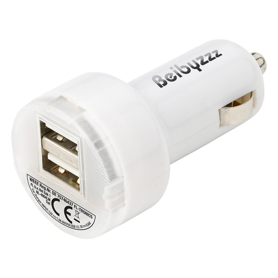 Plastic car power adapter with two USB ports Coreniger
