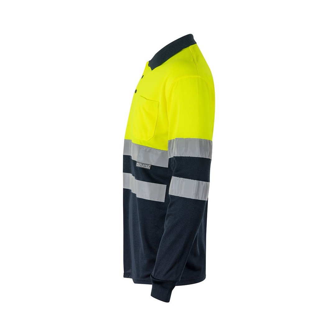 Zweifarbiges Poloshirt im Bird-Eye-Design (160g/m²) mit langen Ärmeln, aus Polyester (100%) Beatiani