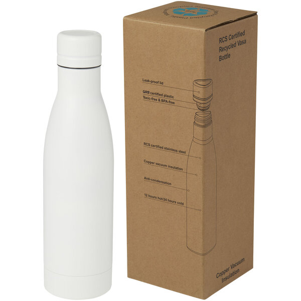 RCS-zertifizierte Kupfer-Vakuum Isolierflasche aus recyceltem Edelstahl, 500 ml - Truia