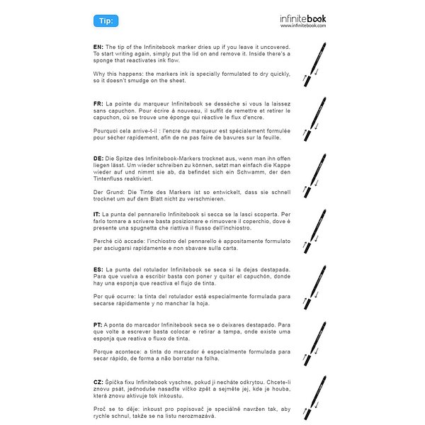 Set bestehend aus einem Infinitebook mit Hardcover, einem Reinigungsset, einem Marker und einem Kugelschreiberhalter Nolleel