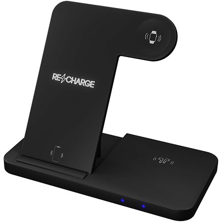 Kabellose 3-in-1 Ladestation kabellos mit Telefonständer und Leuchtlogo - Ruer