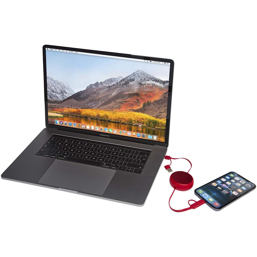 100 cm 5-in-1 Kabel aus recyceltem Kunststoff und Aluminium, einziehbar, für Datenübertragung und mit 45W Schnellladung - Merverdy