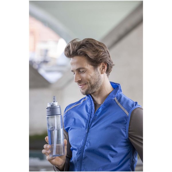 700 ml RCS Trinkflasche aus recyceltem Kunststoff mit Multifunktionsdeckel und Klappstrohhalm - Vreilga