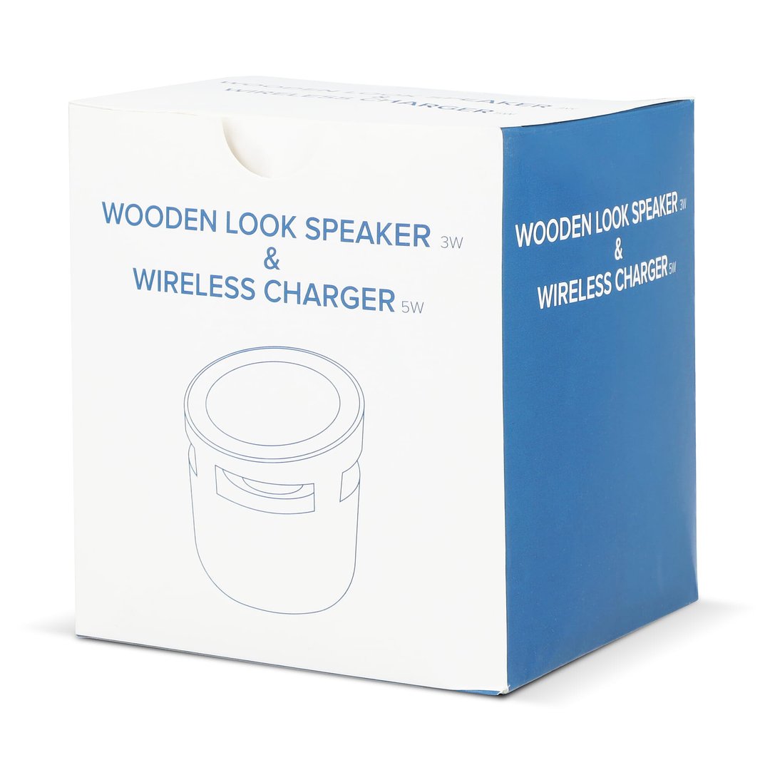 3W Lautsprecher in Holzoptik & 5W Kabelloses Ladegerät Leensehis