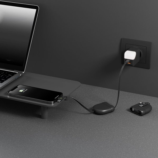 ICE-R Einziehbares USB-C- und Lightning-Kabel 60 W 1 Meter Vregun