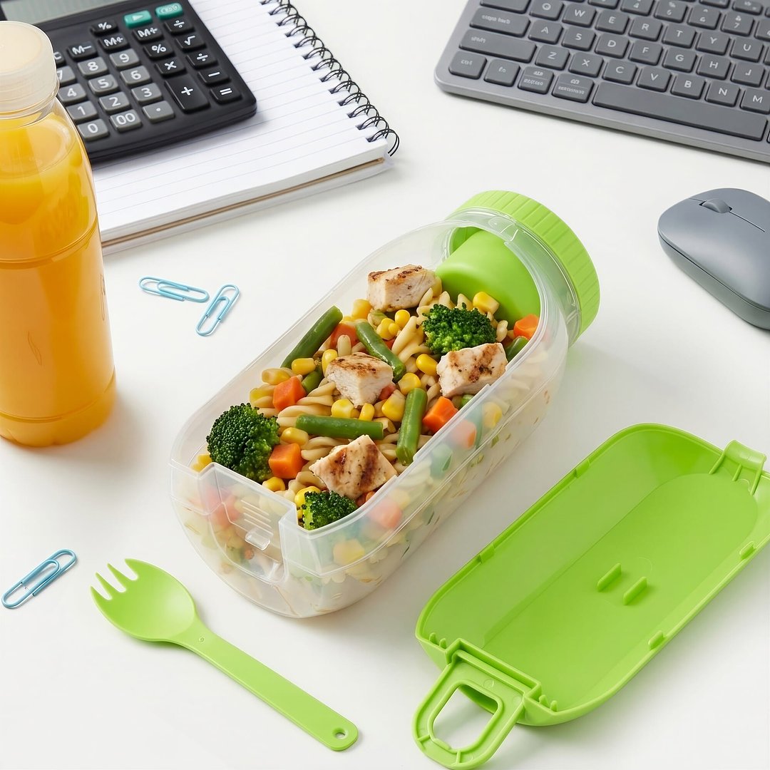 All-in-One-Lunchbox mit Soßenfach und Löffel-Gabel Aitlixl