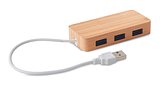 3 Port 2.0 USB Hub Bambus Meriover