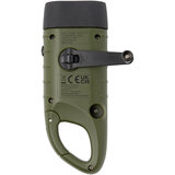 Solar-Dynamo-Taschenlampe aus recyceltem Kunststoff mit Karabinerhaken - Bendivia