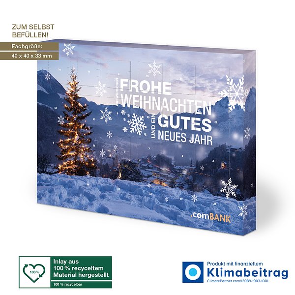 Adventskalender „Universal“, Inlay aus 100% recyceltem Material