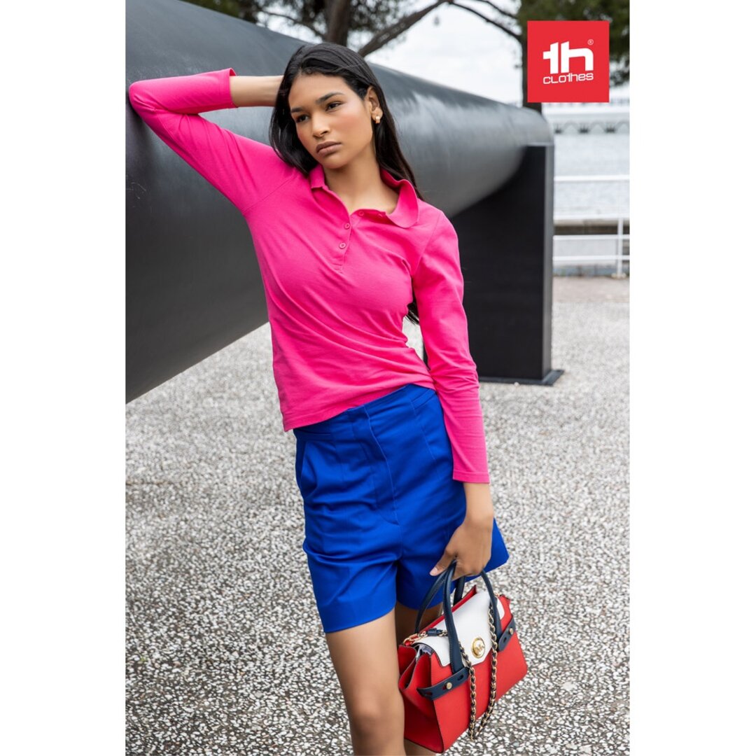 Damen Langarm-Poloshirt Minata