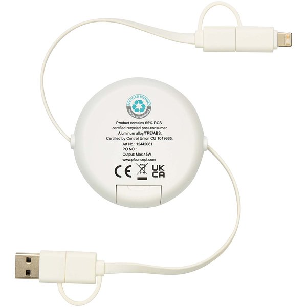 100 cm 5-in-1 Kabel aus recyceltem Kunststoff und Aluminium, einziehbar, für Datenübertragung und mit 45W Schnellladung - Merverdy