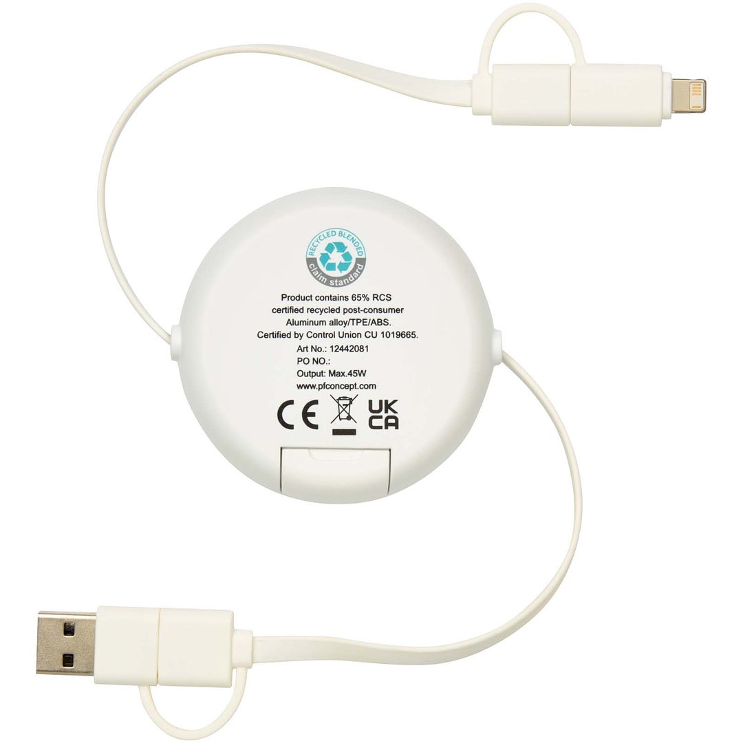 100 cm 5-in-1 Kabel aus recyceltem Kunststoff und Aluminium, einziehbar, für Datenübertragung und mit 45W Schnellladung - Merverdy