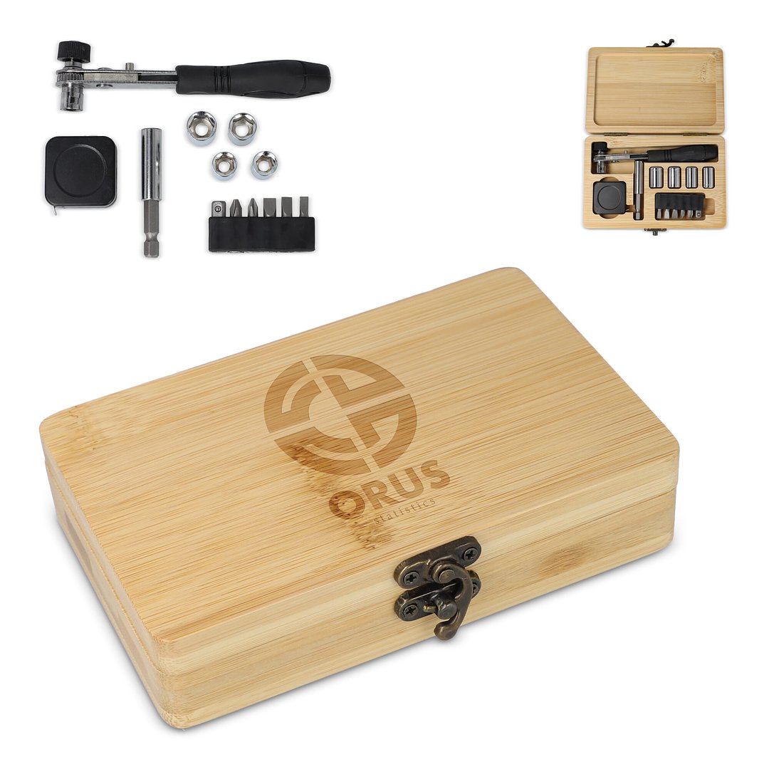 13-teiliges Werkzeugset in Bambusbox Truden