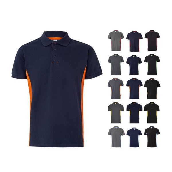Zweifarbiges Piqué-Poloshirt (180 g/m²), kurzärmelig, aus Baumwolle (60%) und Polyester (40%) Buorli