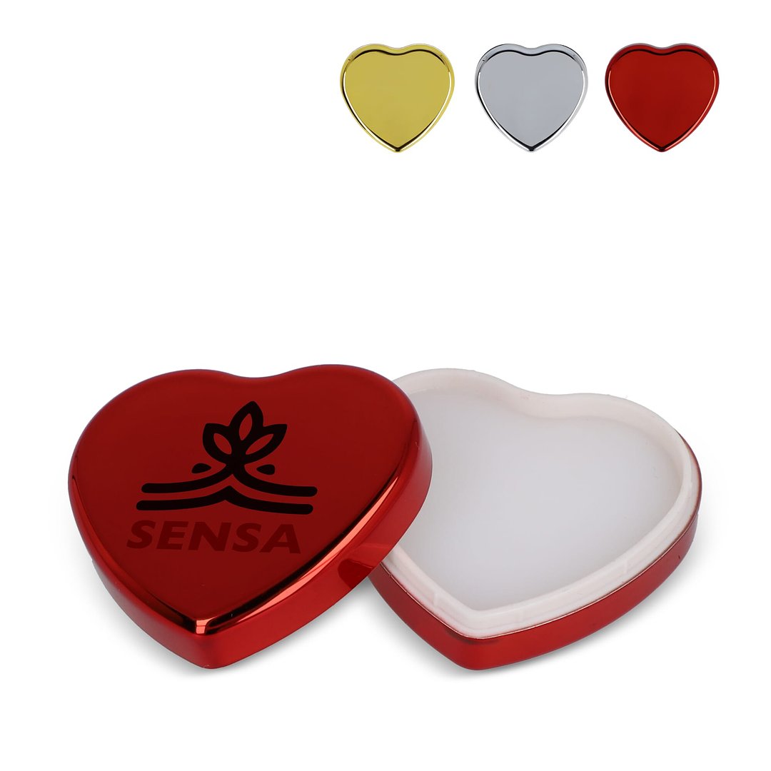 Lippenbalsam in Flacher metallischer Herzformdose Benini