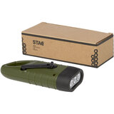 Solar-Dynamo-Taschenlampe aus recyceltem Kunststoff mit Karabinerhaken - Bendivia