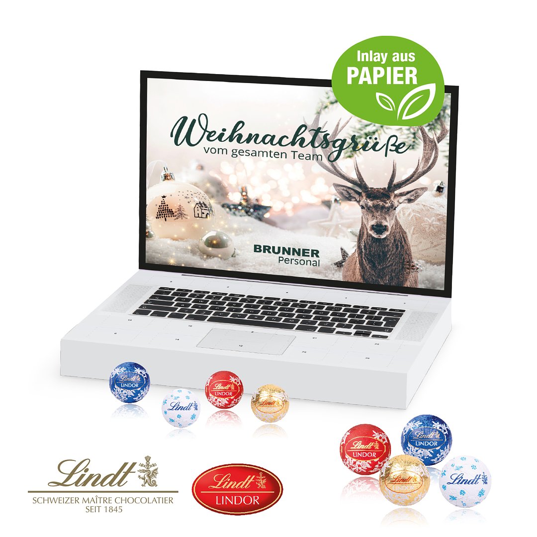 Adventskalender Laptop mit Lindt Minis