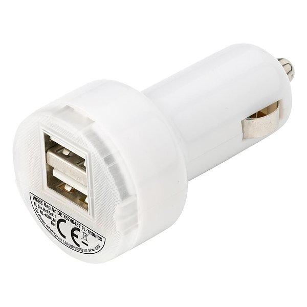 Plastic car power adapter with two USB ports Coreniger