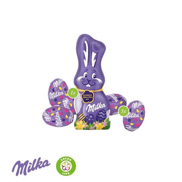 Werbe-Hase mit Milka Schokoladenmischung - Druckidee