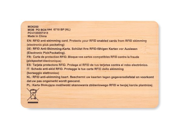 RFID Karte aus Bambus Stinans