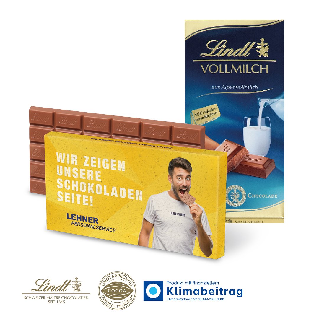 Premium Schokolade von Lindt, 100 g auf Graspapier