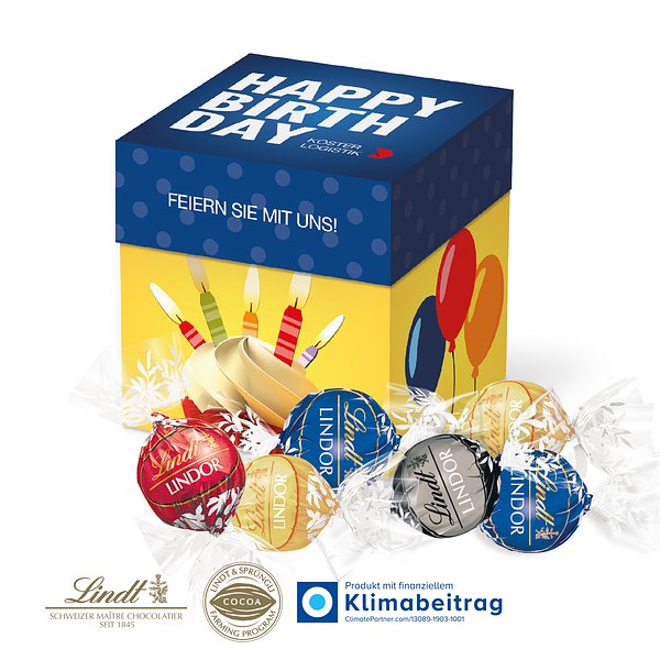 Würfelbox mit Lindt Lindor Pralines